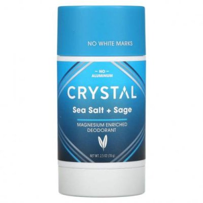 Crystal Body Deodorant, Обогащенный магнием дезодорант, морская соль + шалфей, 70 г (2,5 унции) / Дезодоранты | Аптека | V4.Ru: Маркетплейс