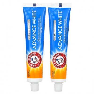 Arm & Hammer, Advance White, Extreme Whitening Toothpaste, Clean Mint, Twin Pack, 6.0 oz (170 g) Each / Отбеливание | Аптека | V4.Ru: Маркетплейс