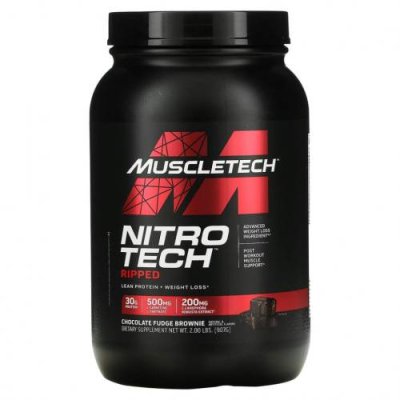 Muscletech, Nitro Tech Ripped, чистый протеин + формула для похудения, со вкусом брауни с шоколадной помадкой, 907 г (2 фунта) / Сывороточные белковые смеси | Аптека | V4.Ru: Маркетплейс