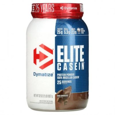 Dymatize Nutrition, Elite Casein, протеиновый порошок с насыщенным шоколадным вкусом, 907 г (2 фунта) / Мицеллярный казеиновый протеин | Аптека | V4.Ru: Маркетплейс