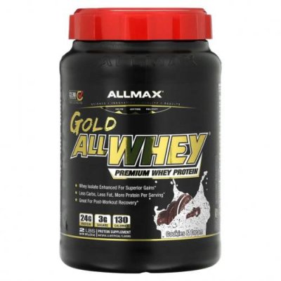 ALLMAX Nutrition, Gold AllWhey, 100% сывороточный протеин премиального качества, печенье и сливки, 907 г (32 унции) / Сывороточные белковые смеси | Аптека | V4.Ru: Маркетплейс