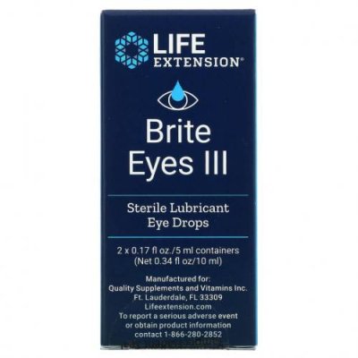 Life Extension, Brite Eyes III, глазые капли, 2 флакона, 5 мл (0,17 жидк. унции) каждый / Капли для глаз | Аптека | V4.Ru: Маркетплейс