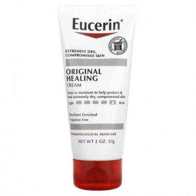 Eucerin, Original Healing, оригинальный заживляющий крем для очень сухой и чувствительной кожи, без отдушек, 57 г (2 унции) / Сухая, раздраженная кожа | Аптека | V4.Ru: Маркетплейс