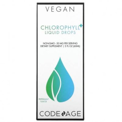 Codeage, Vegan Chlorophyll + Liquid Drops, перечная мята, 50 мг, 60 мл (2 жидк. Унции) / Хлорофилл | Аптека | V4.Ru: Маркетплейс