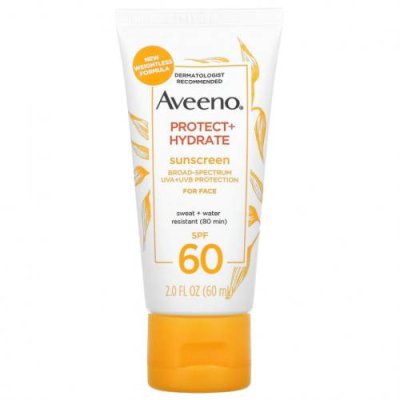 Aveeno, Protect + Hydrate, солнцезащитное средство, для лица, SPF 60, 60 мл (2 жидк. Унции) / Солнцезащитные средства, лицо | Аптека | V4.Ru: Маркетплейс