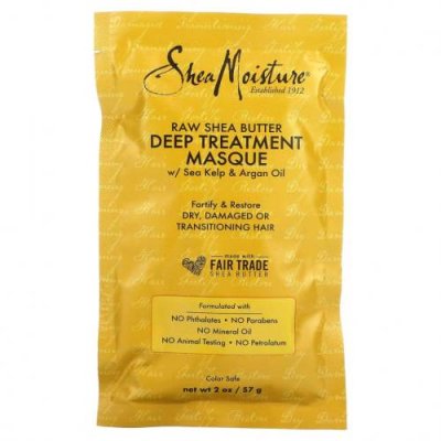 SheaMoisture, Raw Shea Butter, Moisture Recovery Treatment Masque with Seal Kelp & Argan Oil, 2 fl oz (59 ml) / Уход за волосами и кожей головы | Аптека | V4.Ru: Маркетплейс