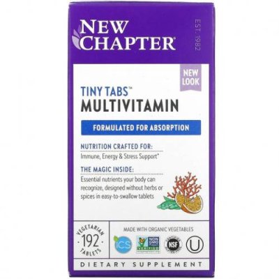 New Chapter, Multivitamin Tiny Tabs, полный витаминный комплекс на основе цельных продуктов, 192 вегетарианских таблетки / Мультивитамины | Аптека | V4.Ru: Маркетплейс