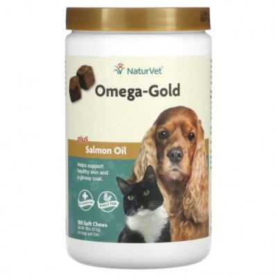 NaturVet, Omega-Gold с жиром лосося, добавка для собак и котов, улучшение состояния кожи и шерсти, 180 мягких жевательных таблеток / Омега и масла для питомцев | Аптека | V4.Ru: Маркетплейс