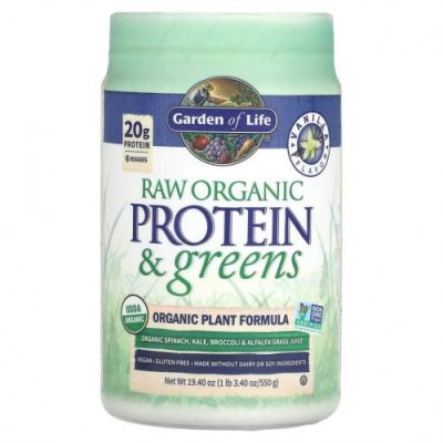 Garden of Life, RAW Protein & Greens, формула с органическими растениями, ваниль, 550 г (19,40 унции) / Растительные смеси | Аптека | V4.Ru: Маркетплейс