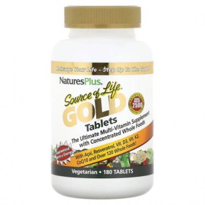 NaturesPlus, Source Of Life Gold Tablets, мультивитаминная добавка, 180 таблеток / Мультивитамины | Аптека | V4.Ru: Маркетплейс