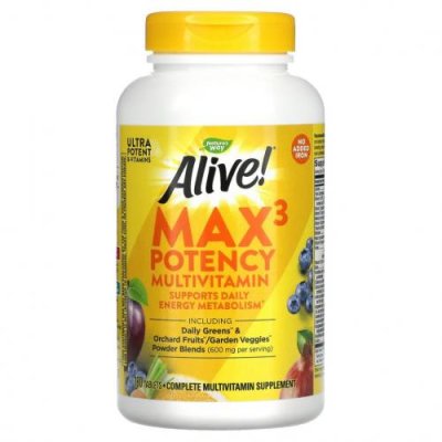 Nature's Way, Alive! Max3 Potency, мультивитамины повышенной эффективности, без добавления железа, 180 таблеток / Мультивитамины | Аптека | V4.Ru: Маркетплейс