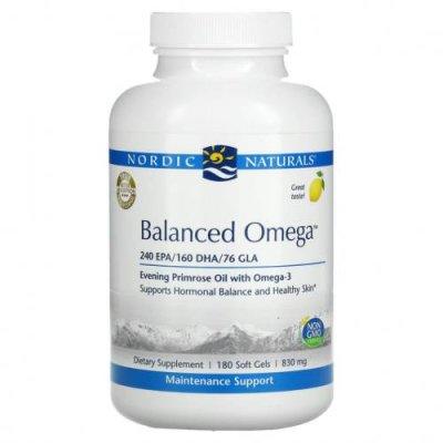 Nordic Naturals, Balanced Omega, со вкусом лимона, 830 мг, 180 мягких желатиновых капсул / Рыбий жир омега-3 | Аптека | V4.Ru: Маркетплейс