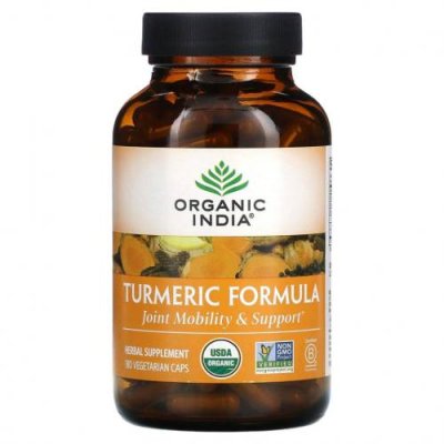 Organic India, Turmeric Formula, куркума, поддержка подвижности и здоровья суставов, 180 растительных капсул / Куркума и куркумин | Аптека | V4.Ru: Маркетплейс