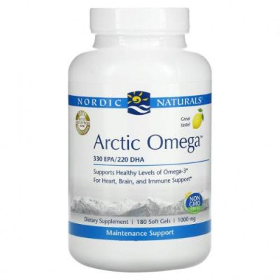 Nordic Naturals, Arctic Omega, лимон, 1000 мг, 180 мягких желатиновых капсул / Рыбий жир омега-3 | Аптека | V4.Ru: Маркетплейс