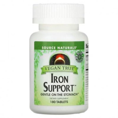 Source Naturals, Vegan True, Iron Support (препарат для поддержания уровня железа, подходит для веганов), 180 таблеток / Железо | Аптека | V4.Ru: Маркетплейс