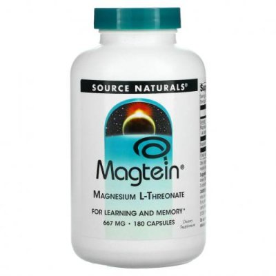 Source Naturals, Magtein, магний L-треонат, 667 мг, 180 капсул / Магний | Аптека | V4.Ru: Маркетплейс