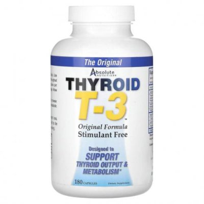 Absolute Nutrition, Thyroid T-3 (Щитовидная железа T-3), оригинальная формула, 180 капсул / Жиросжигатели | Аптека | V4.Ru: Маркетплейс