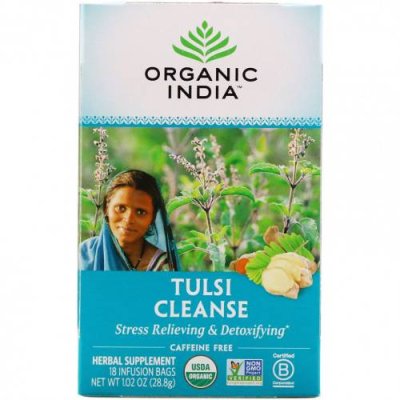 Organic India, Очищающий чай с тулси, без кофеина, 18 пакетиков, 28,8 г (1,02 унции) / Чай тулси | Аптека | V4.Ru: Маркетплейс