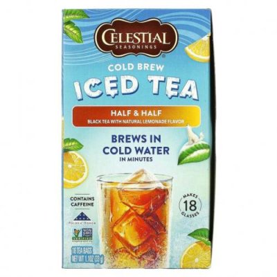 Celestial Seasonings, Холодный чай, половина и половина черного чая с натуральным лимонадом, 18 чайных пакетиков, 33 г (1,1 унции) / Холодный чай | Аптека | V4.Ru: Маркетплейс