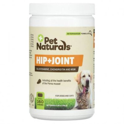 Pet Naturals of Vermont, Hip + Joint, добавка для поддержки здоровья суставов, для кошек и собак, около 160 жевательных таблеток, 240 г (8,46 унции) / Витамины и минералы для питомцев | Аптека | V4.Ru: Маркетплейс