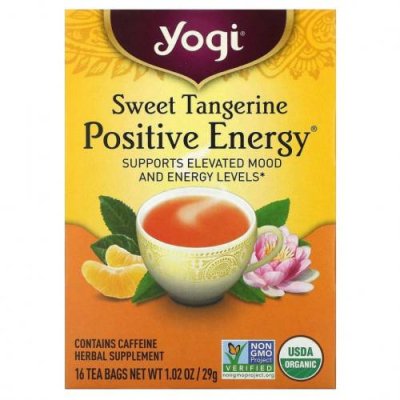 Yogi Tea, Positive Energy, сладкий мандарин, 16 чайных пакетиков, 29 г (1,02 унции) / Травяной чай | Аптека | V4.Ru: Маркетплейс