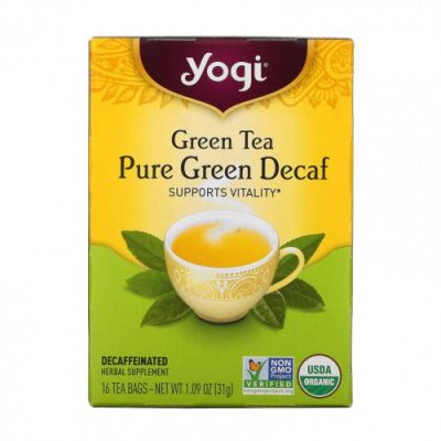 Yogi Tea, Зеленый чай Pure Green Decaf, 16 чайных пакетиков, 1.09 унций (31 г) / Зеленый чай, продукты | Аптека | V4.Ru: Маркетплейс