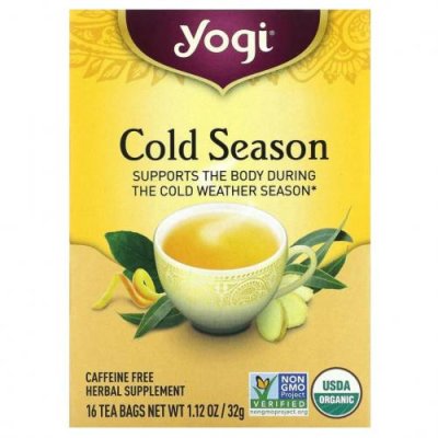 Yogi Tea, Органический, Cold Season, без кофеина, 16 чайных пакетиков, 1.12 унций (32 г) / Лечебные чаи | Аптека | V4.Ru: Маркетплейс