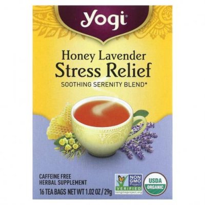 Yogi Tea, Stress Relief, мед и лаванда, без кофеина, 16 чайных пакетиков, 29 г (1,02 унции) / Лечебные чаи | Аптека | V4.Ru: Маркетплейс