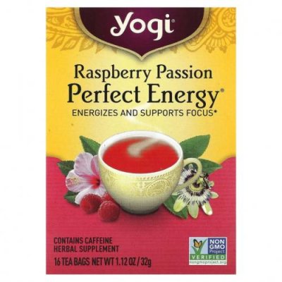 Yogi Tea, Perfect Energy, малиновая страсть, 16 чайных пакетиков, 32 г (1,12 унции) / Лечебные чаи | Аптека | V4.Ru: Маркетплейс