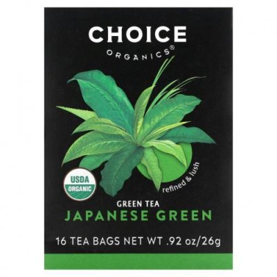 Choice Organic Teas, Green Tea, японский зеленый чай, 16 чайных пакетиков, 26 г (0,92 унции) / Зеленый чай, продукты | Аптека | V4.Ru: Маркетплейс