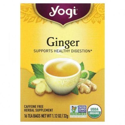 Yogi Tea, Органический имбирь, 16 чайных пакетиков, 32 г (1,12 унции) / Имбирный чай | Аптека | V4.Ru: Маркетплейс