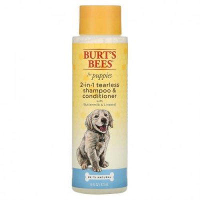 Burt's Bees, 2-в-1 шампунь и кондиционер для щенков с пахтой и льняными семенами, 473 мл (16 жидк. Унций) / Уход за питомцами | Аптека | V4.Ru: Маркетплейс