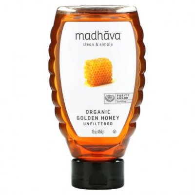 Madhava Natural Sweeteners, Органический золотой мед, нефильтрованный, 454 г (16 унций) / Мед | Аптека | V4.Ru: Маркетплейс