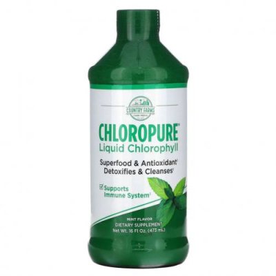 Country Farms, Chloropure Liquid Chlorophyll, Mint , 16 fl oz (473 ml) / Хлорофилл | Аптека | V4.Ru: Маркетплейс