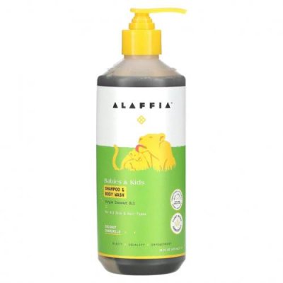 Alaffia, Everyday Coconut, шампунь и гель для душа, подходит для младенцев и детей постарше, кокос и ромашка, 475 мл (16 жидк. унций) / Шампунь и средство для купания все в одном | Аптека | V4.Ru: Маркетплейс