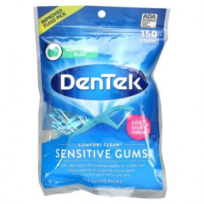 DenTek, Comfort Clean Floss, зубная нить для чувствительных десен, жидкость для полоскания рта, 150 зубной нити / Зубная нить | Аптека | V4.Ru: Маркетплейс