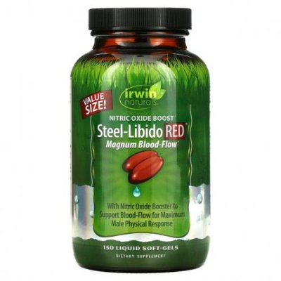 Irwin Naturals, Steel-Libido Red, усиленный кровоток, 150 мягких желатиновых капсул с жидкостью / Добавки для мужчин | Аптека | V4.Ru: Маркетплейс