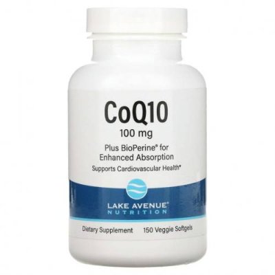 Lake Avenue Nutrition, CoQ10 Plus BioPerine, 100 мг, 150 растительных капсул / Коэнзим Q10 (CoQ10) | Аптека | V4.Ru: Маркетплейс