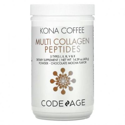 Codeage, Kona Coffee, Multi Collagen Peptides, Chocolate Mocha Flavor, 14.39 oz (408 g) / Коллаген, добавки | Аптека | V4.Ru: Маркетплейс