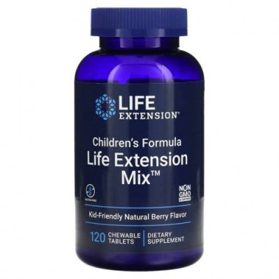 Life Extension, Life Extension Mix, детская добавка, с натуральным ягодным вкусом, 120 жевательных таблеток / Детские мультивитамины | Аптека | V4.Ru: Маркетплейс