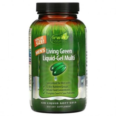 Irwin Naturals, Men's Living Green Liquid-Gel Multi, 120 жидких гелевых капсул / Мужские мультивитамины | Аптека | V4.Ru: Маркетплейс