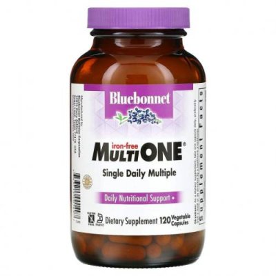 Bluebonnet Nutrition, Multi One, Single Daily Multiple, без железа, 120 растительных капсул / Мультивитамины | Аптека | V4.Ru: Маркетплейс