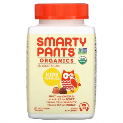 SmartyPants, Organics, комплекс для детей, вишня и ягодный микс, 120 вегетарианских жевательных таблеток / Детские мультивитамины | Аптека | V4.Ru: Маркетплейс