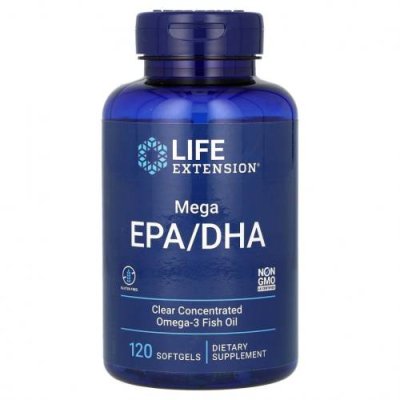 Life Extension, Mega EPA/DHA, 120 капсул / Рыбий жир омега-3 | Аптека | V4.Ru: Маркетплейс