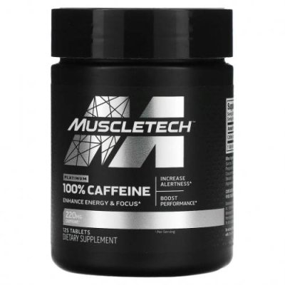 Muscletech, Platinum 100%, кофеин, 220 мг, 125 таблеток / Кофеин | Аптека | V4.Ru: Маркетплейс