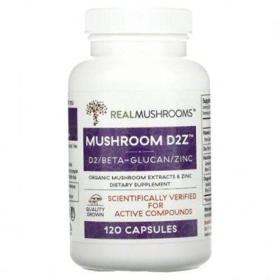 Real Mushrooms, Mushroom D2Z, D2 / бета-глюкан / цинк, 120 капсул / Препараты для иммунитета на основе грибов | Аптека | V4.Ru: Маркетплейс