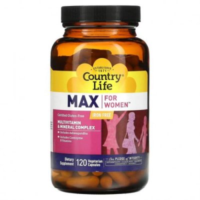 Country Life, Max for Women, Multivitamin & Mineral Complex, Iron Free, 120 Veggie Caps / Женские мультивитамины | Аптека | V4.Ru: Маркетплейс