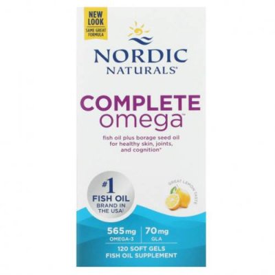 Nordic Naturals, Complete Omega, со вкусом лимона, 282,5 мг, 120 капсул / Незаменимые жирные кислоты, комбинации омега-3, -6 и -9 | Аптека | V4.Ru: Маркетплейс