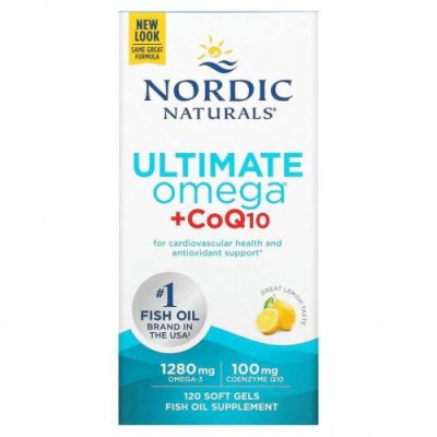 Nordic Naturals, Ultimate Omega + CoQ10, 640 мг, 120 капсул / Коэнзим Q10 (CoQ10) | Аптека | V4.Ru: Маркетплейс