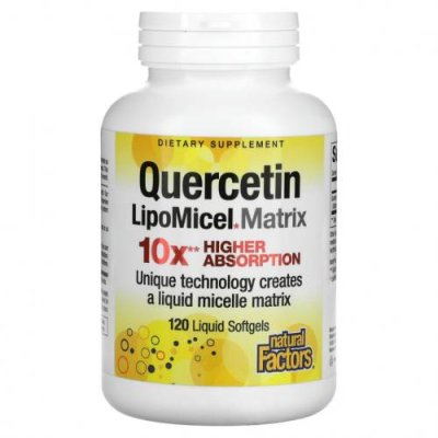 Natural Factors, Quercetin LipoMicel Matrix, 120 мягких таблеток / Кверцетин | Аптека | V4.Ru: Маркетплейс